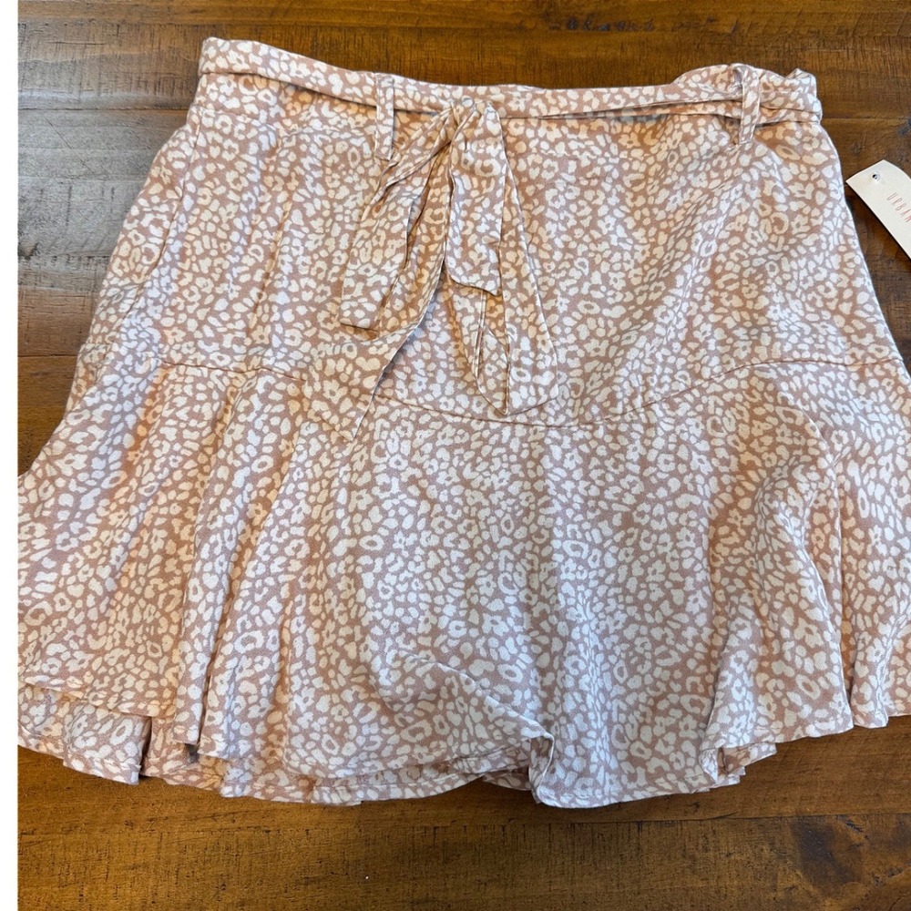 Urban Romantics Skort Cheetah Leopard Ruffle Boho Mini Skirt New